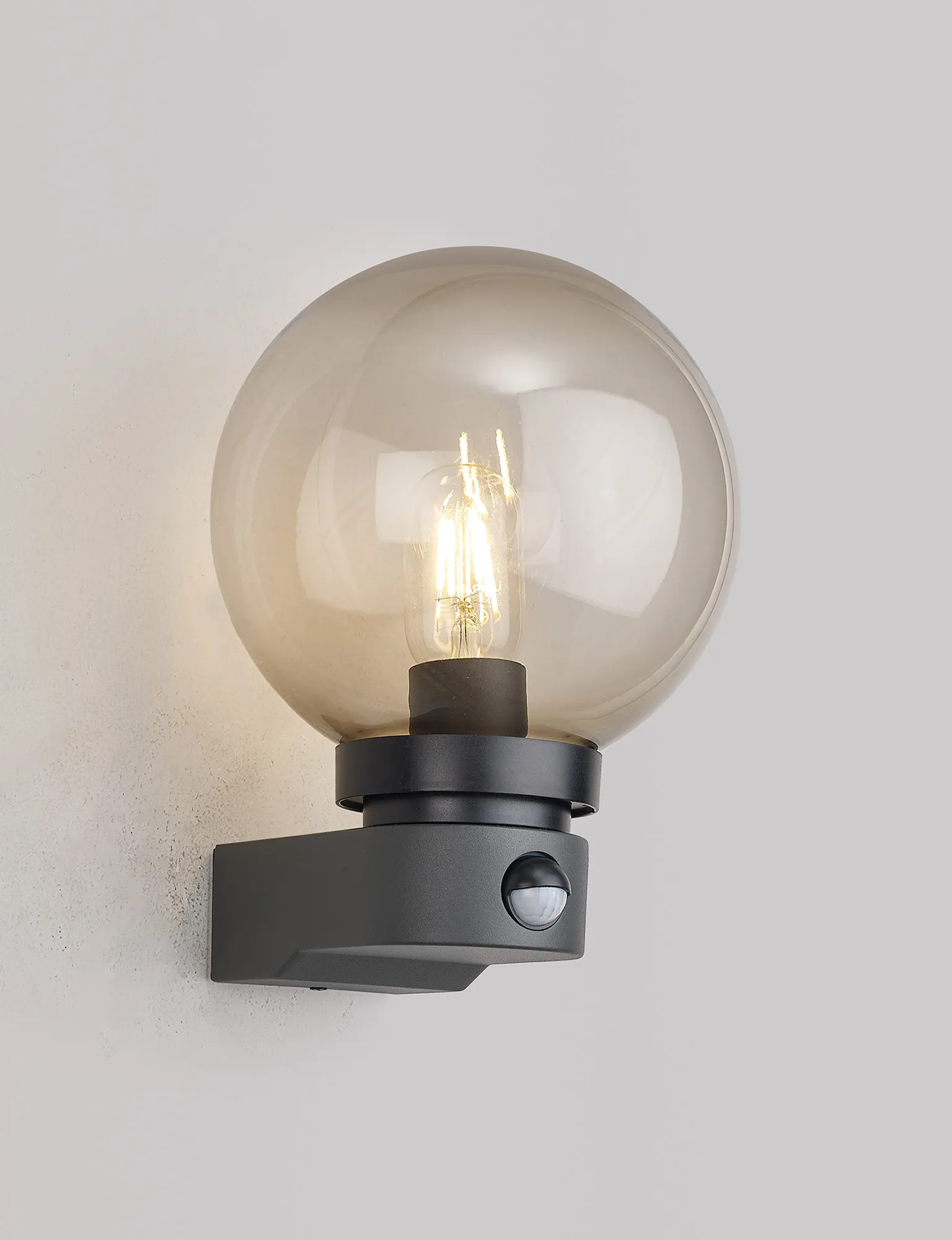 Milo Globe Wall Lamp PIR IP54 Dark Grey D0878  Deco Milo
